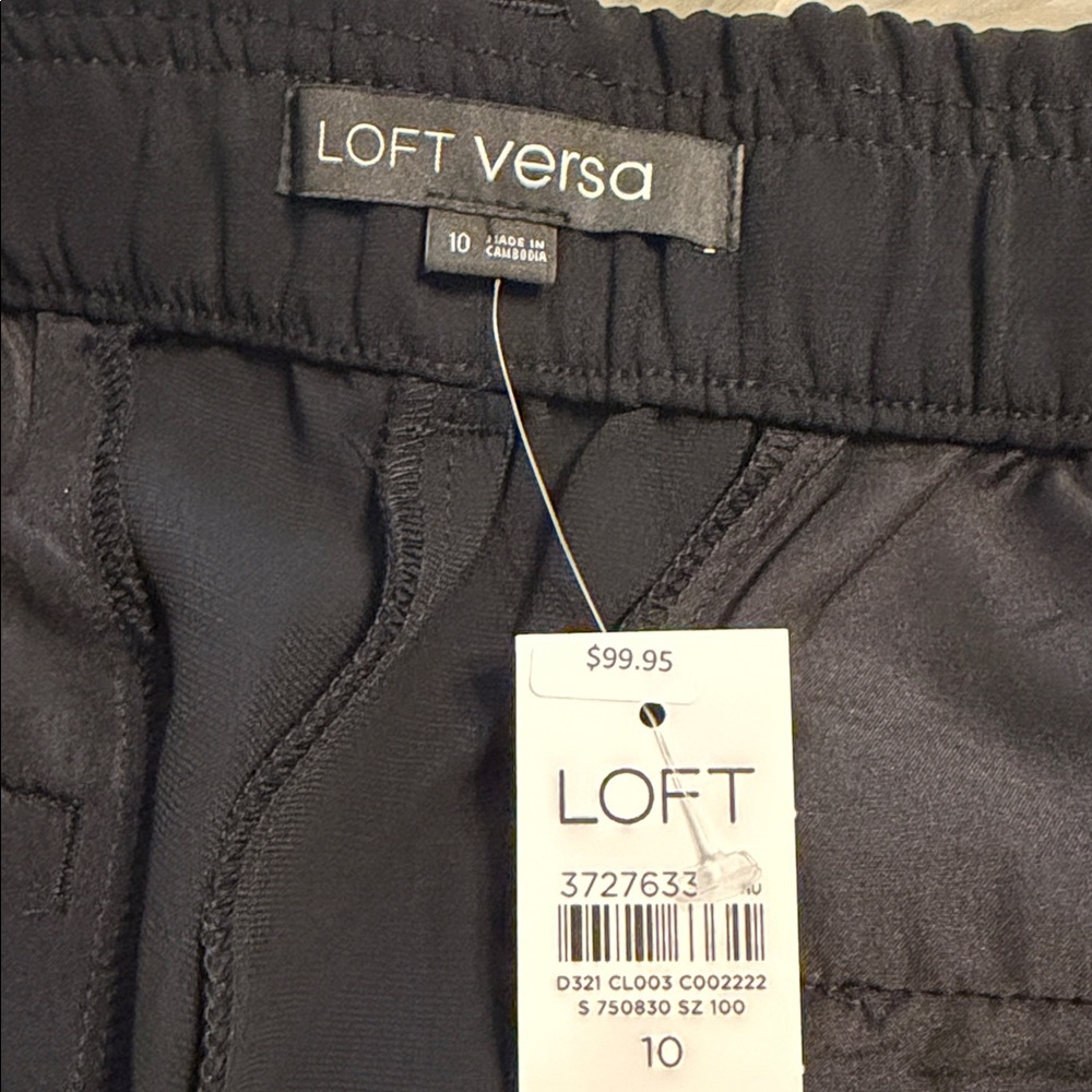 LOFT Women's Black Wide-Leg Skirt Pants size 10 inseam 29” waist 30”elastic back - Picture 6 of 12